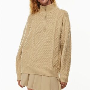 [XS]Aritzia Sunday Best PEGGY TURTLENECK 1/4 ZIP Cable Knit SWEATER Fisherman